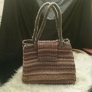 Hand made straw multicolor bag